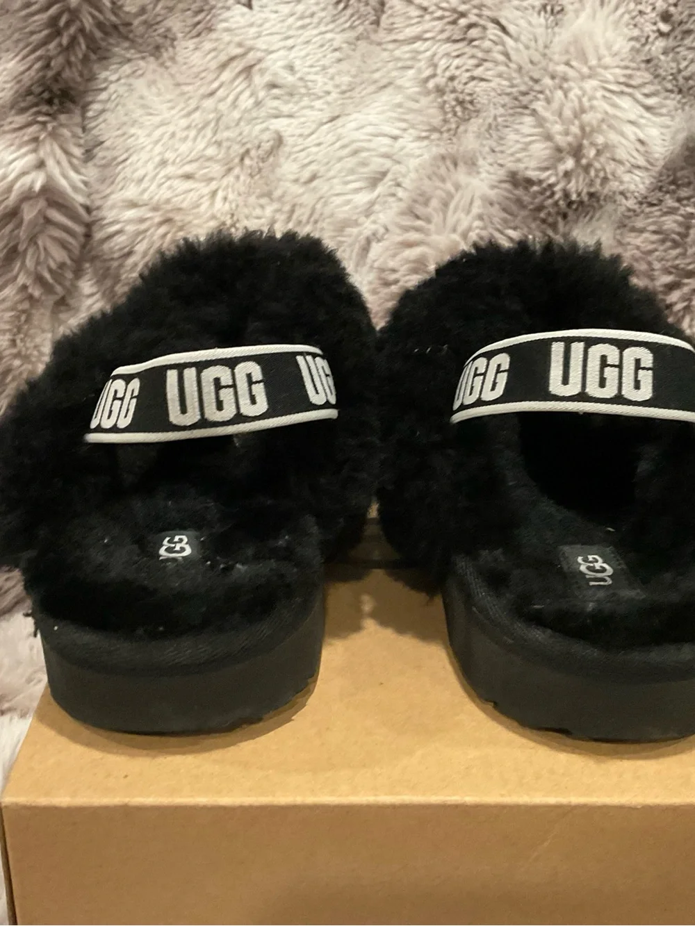 UGG Kids Black Cozy Shearling Clog Slippers